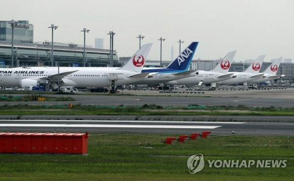 지난 5월26일 일본 도쿄국제공항(하네다공항)에 항공기들이 대기중인 모습.