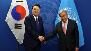 尹, 유엔사무총장 면담…“北 도발 방지, 유엔 지속 협력 기대”